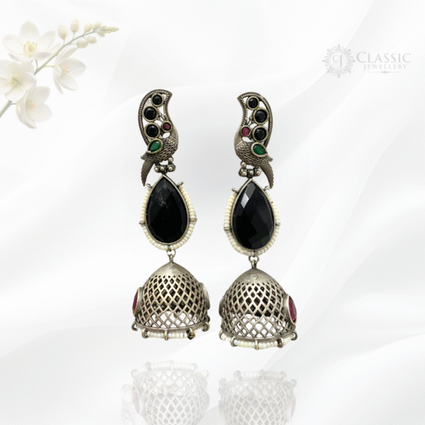 German-Silver-Dangler-Earings-black