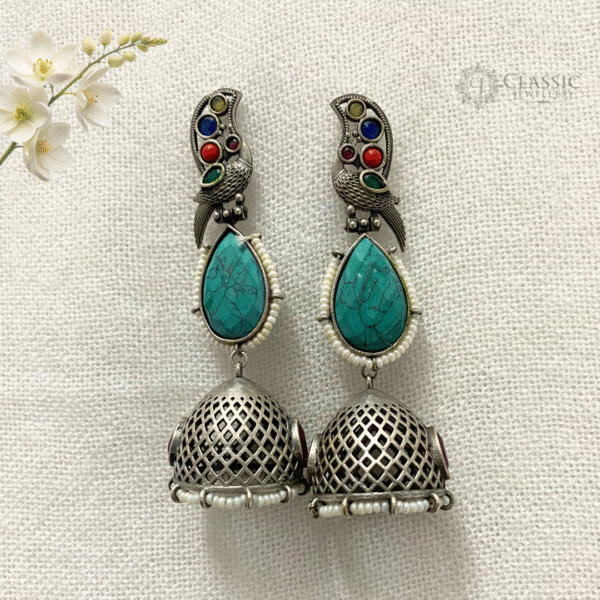German-Silver-Dangler-Earings-green-1