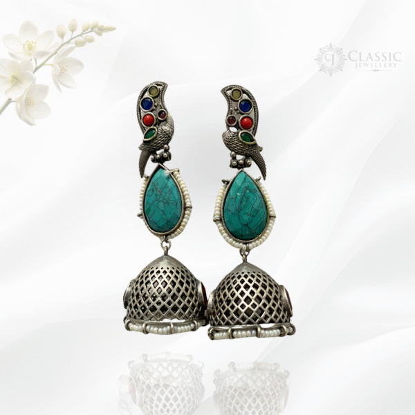 German-Silver-Dangler-Earings-green