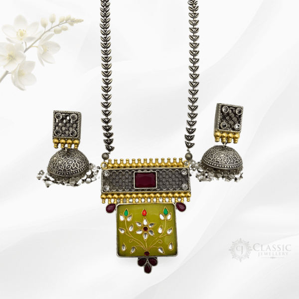 German Silver Dual Tone Necklace - Image 2