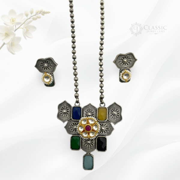 German Silver Dual Tone Necklace - Image 2