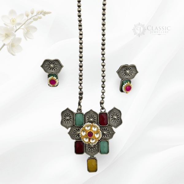 German Silver Dual Tone Necklace - Image 2