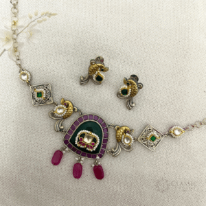 German Silver Kundan Studded Stone Choker