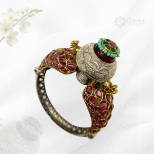 German-silver-green-kundan-kada