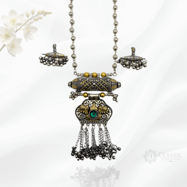 Silver Oxidized Dual Tone Necklace - Image 2