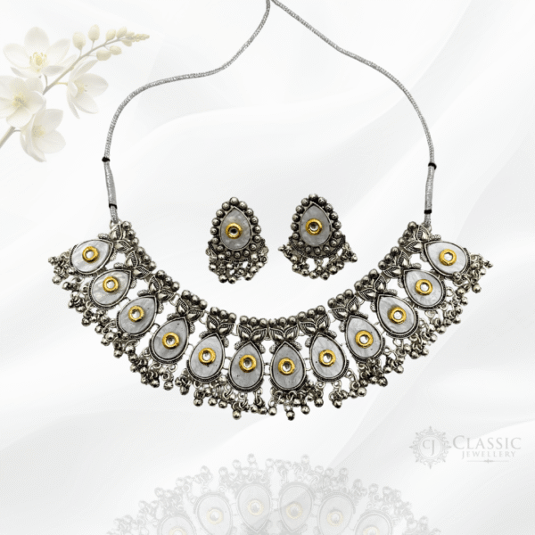 Silver Oxidized Dual Tone Necklace-6