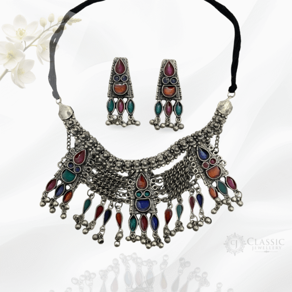 Silver Oxidized Heritage Choker-1