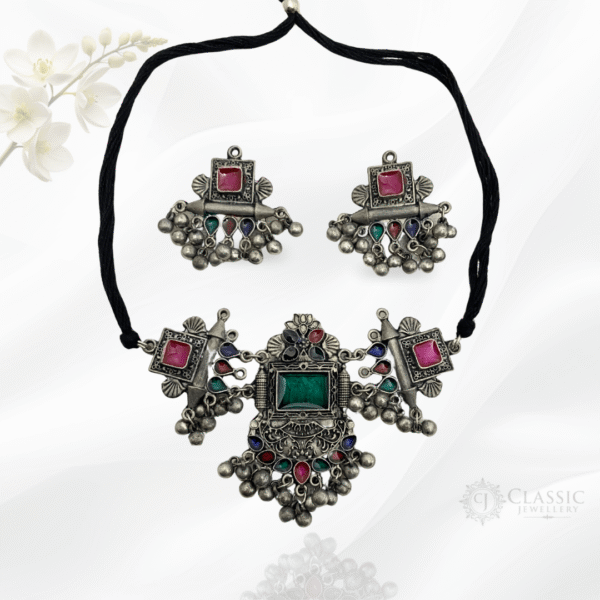 Silver Oxidized Heritage Necklace-2