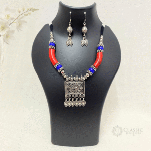 Silver Oxidized Dual Tone Necklace14