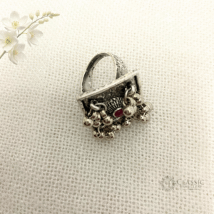 Silver Oxidized square ring